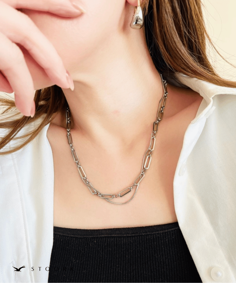 Layered Design Chain Necklace - stoork