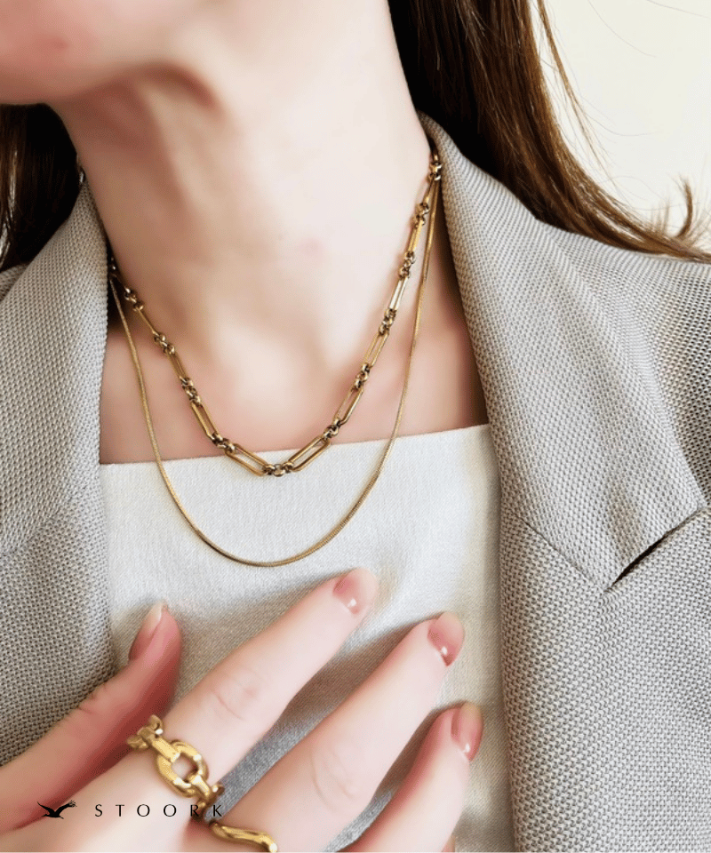Layered Design Chain Necklace - stoork