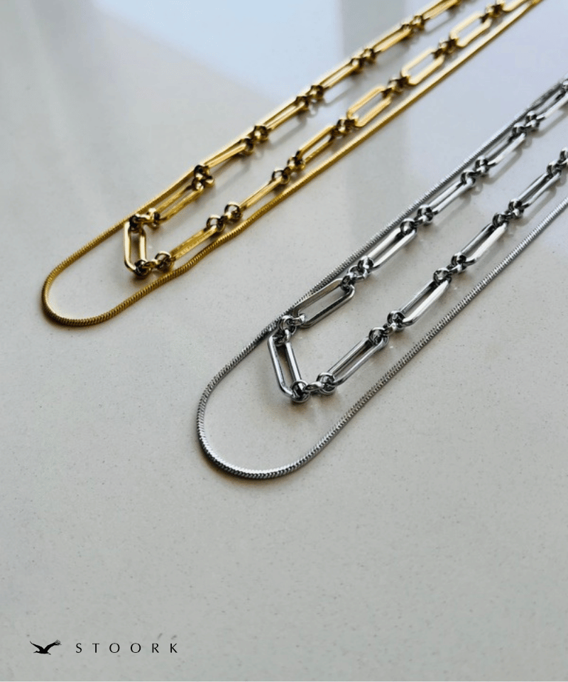 Layered Design Chain Necklace - stoork
