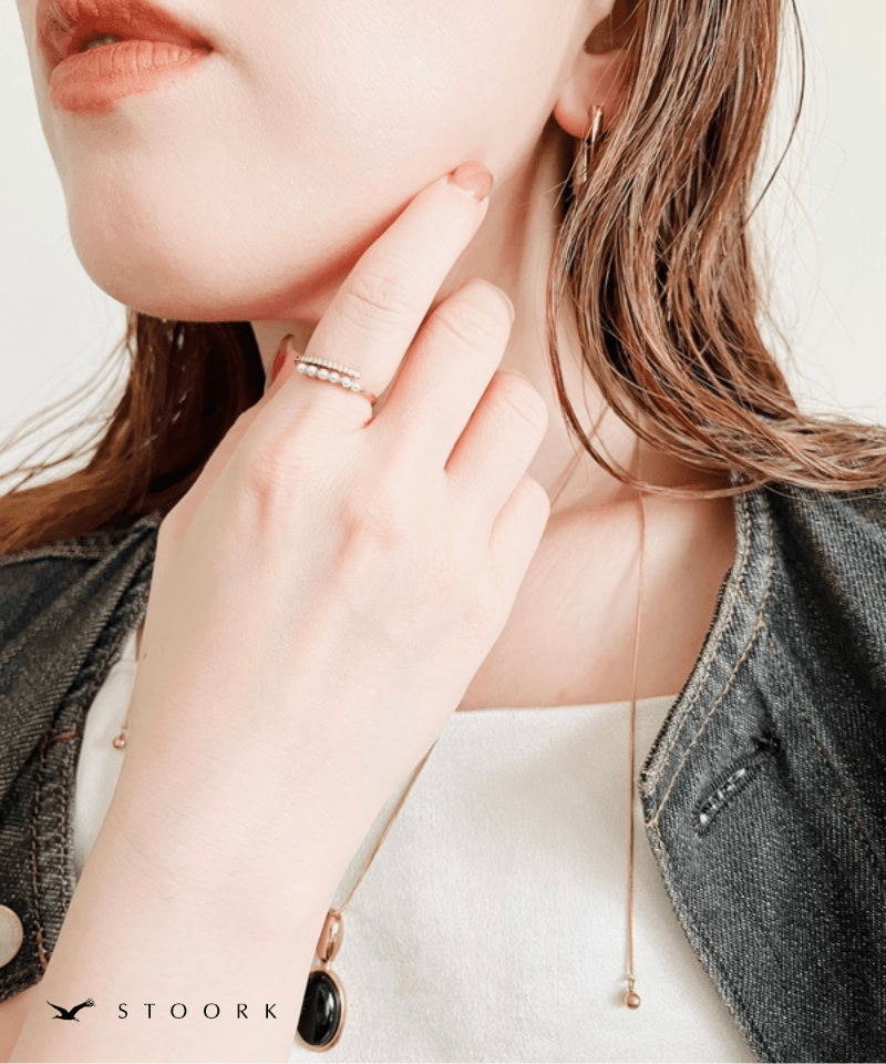 Layered Pearl Line Ring - stoork