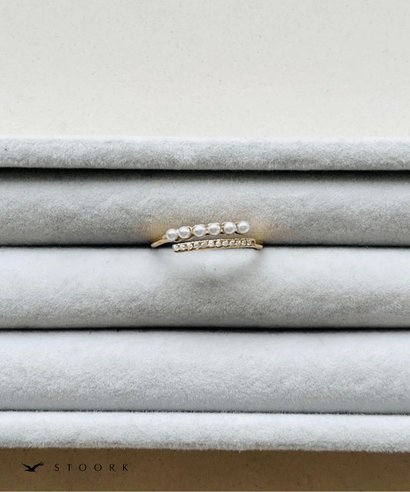 Layered Pearl Line Ring - stoork