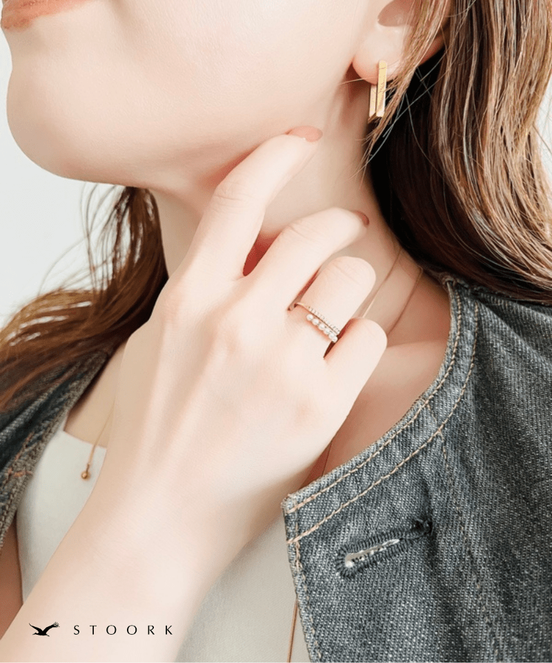 Layered Pearl Line Ring - stoork