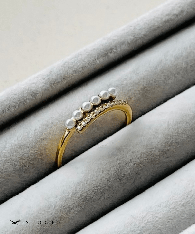 Layered Pearl Line Ring - stoork