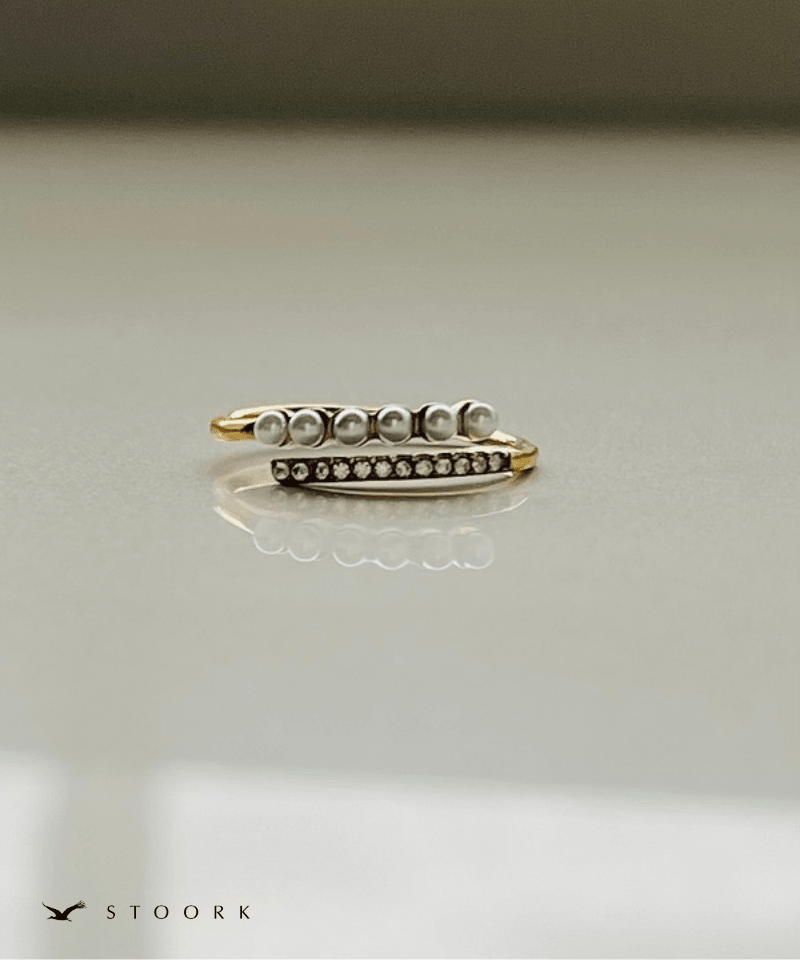 Layered Pearl Line Ring - stoork