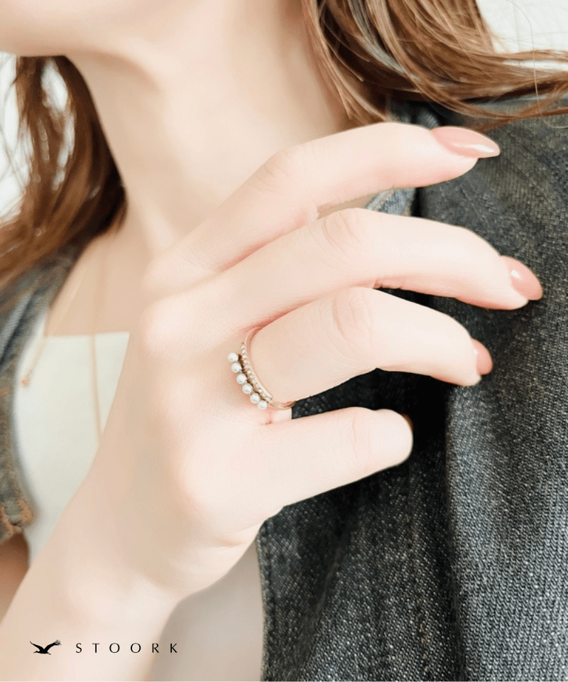 Layered Pearl Line Ring - stoork