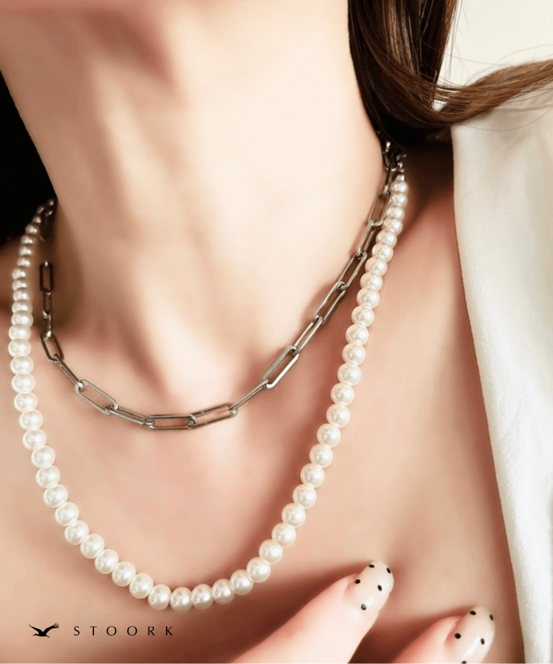 Long Pearl Chain Necklace - stoork