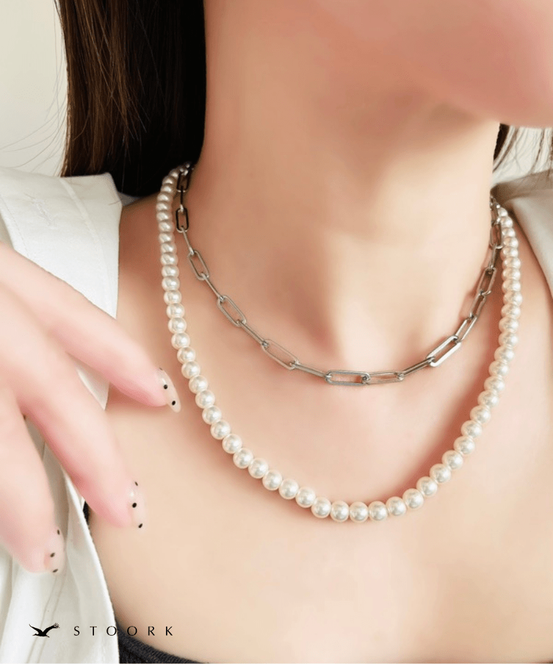 Long Pearl Chain Necklace - stoork