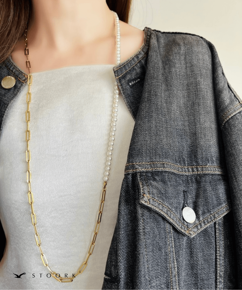 Long Pearl Chain Necklace - stoork