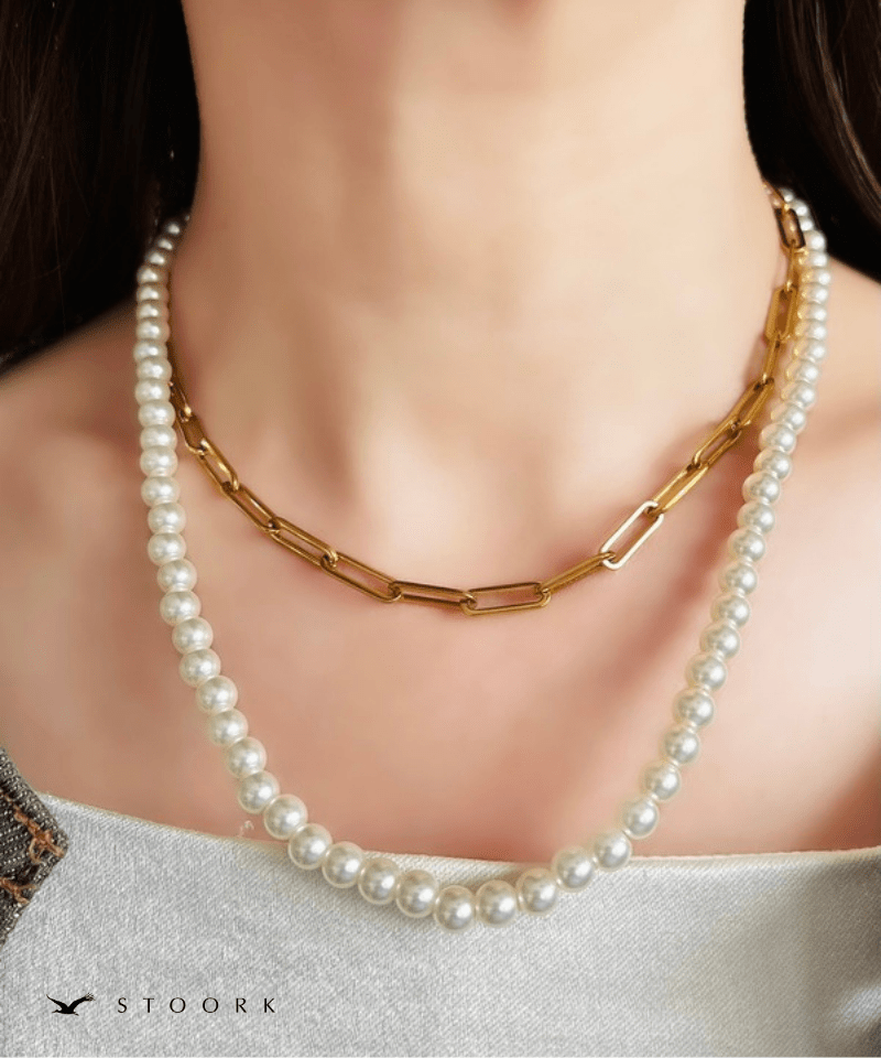 Long Pearl Chain Necklace - stoork
