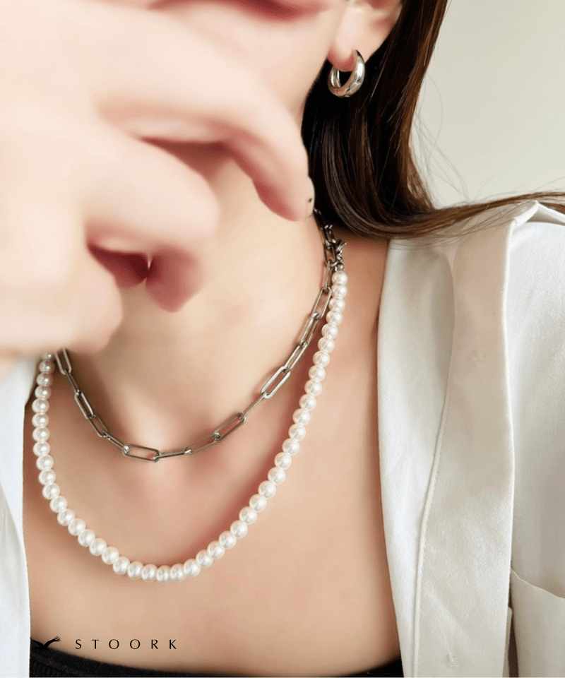 Long Pearl Chain Necklace - stoork