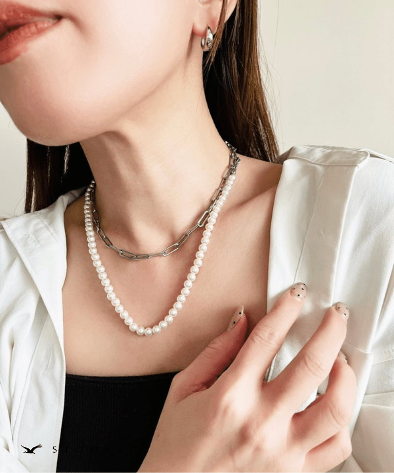 Long Pearl Chain Necklace - stoork