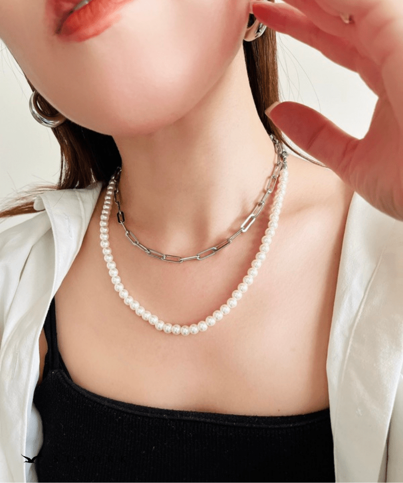 Long Pearl Chain Necklace - stoork