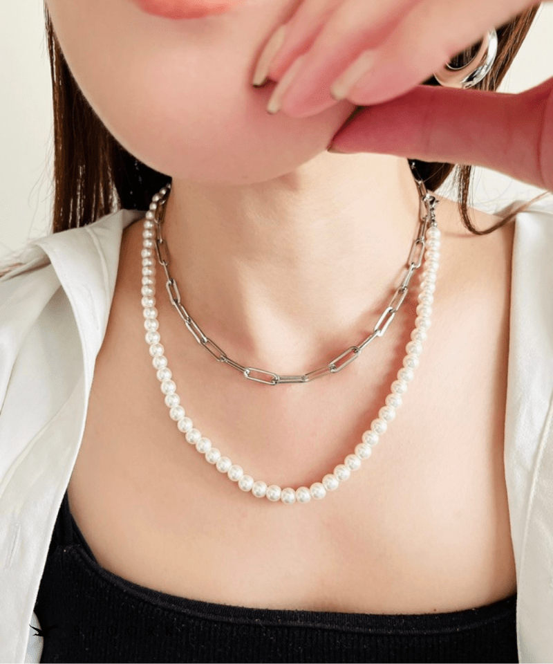 Long Pearl Chain Necklace - stoork