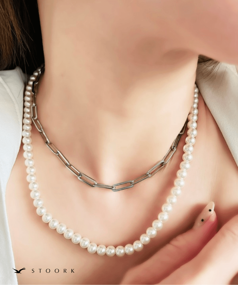Long Pearl Chain Necklace - stoork