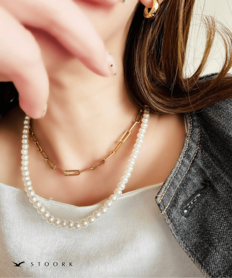 Long Pearl Chain Necklace - stoork