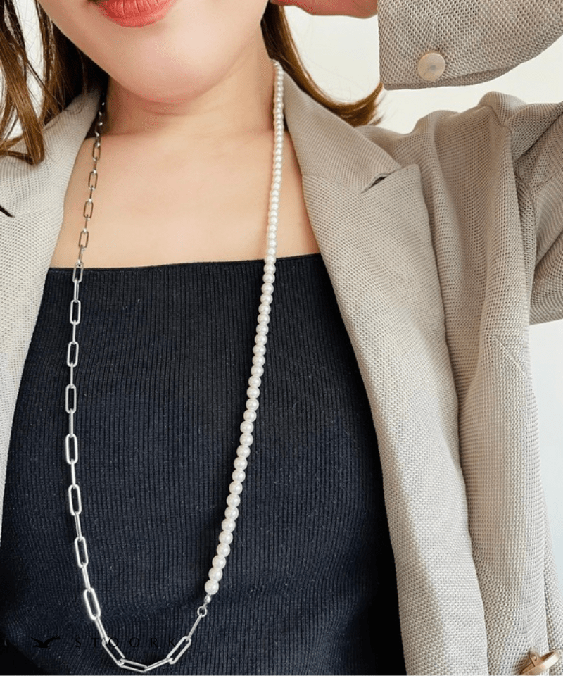 Long Pearl Chain Necklace - stoork