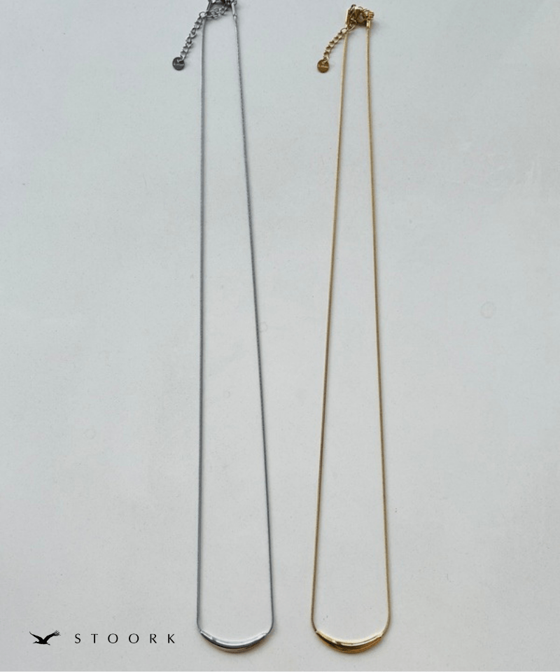 Metal Curve Bar Long Necklace - stoork