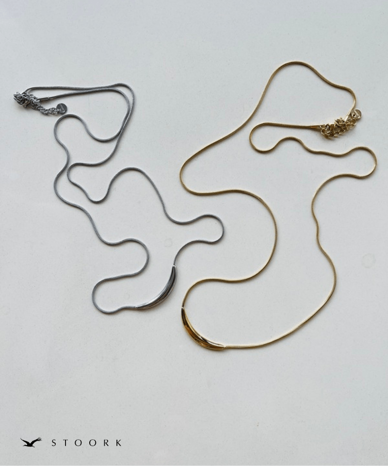 Metal Curve Bar Long Necklace - stoork