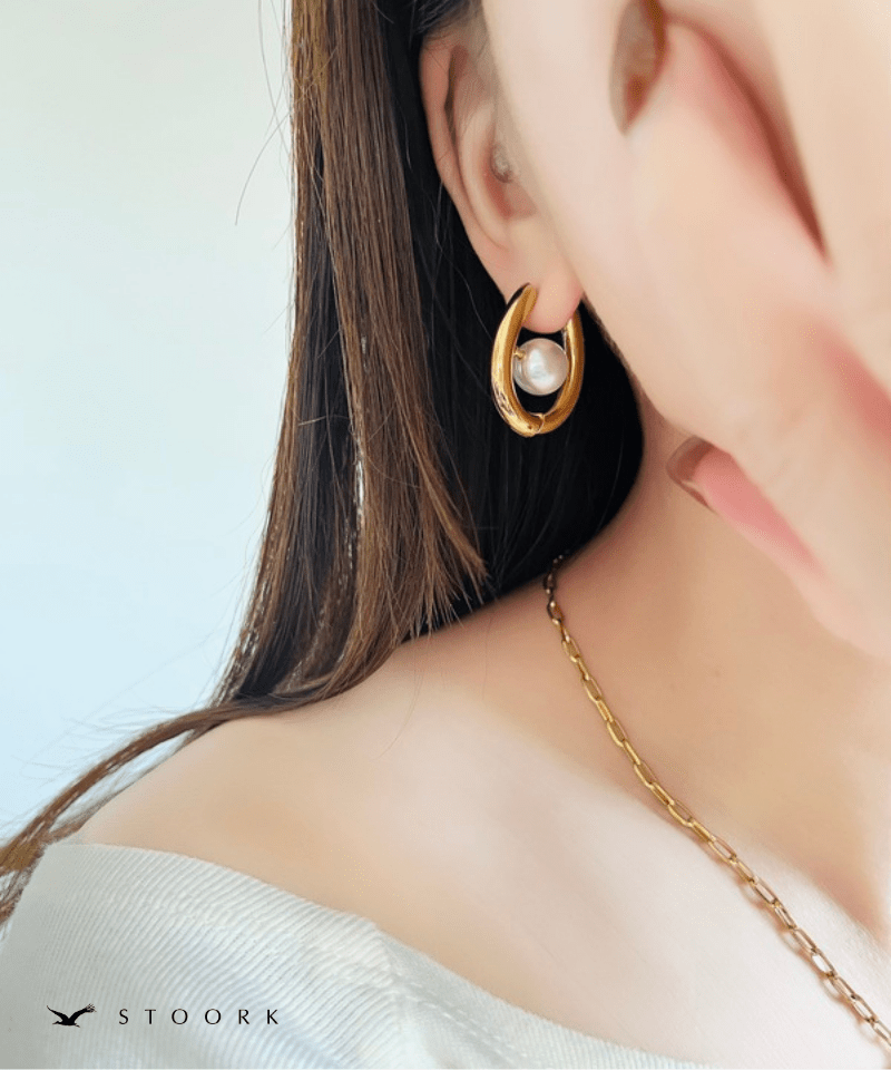 Oval Pearl Hoop Pierce - stoork