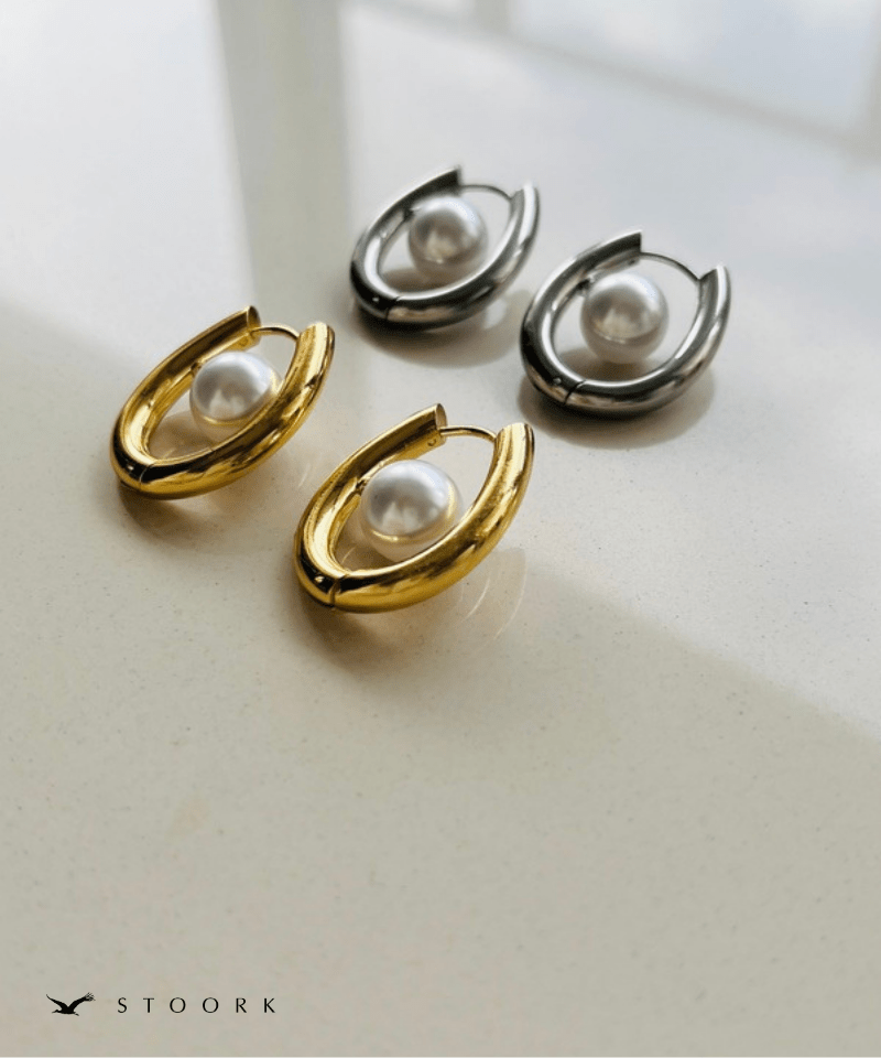 Oval Pearl Hoop Pierce - stoork