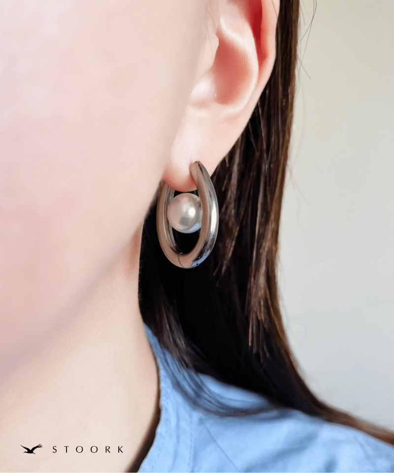 Oval Pearl Hoop Pierce - stoork