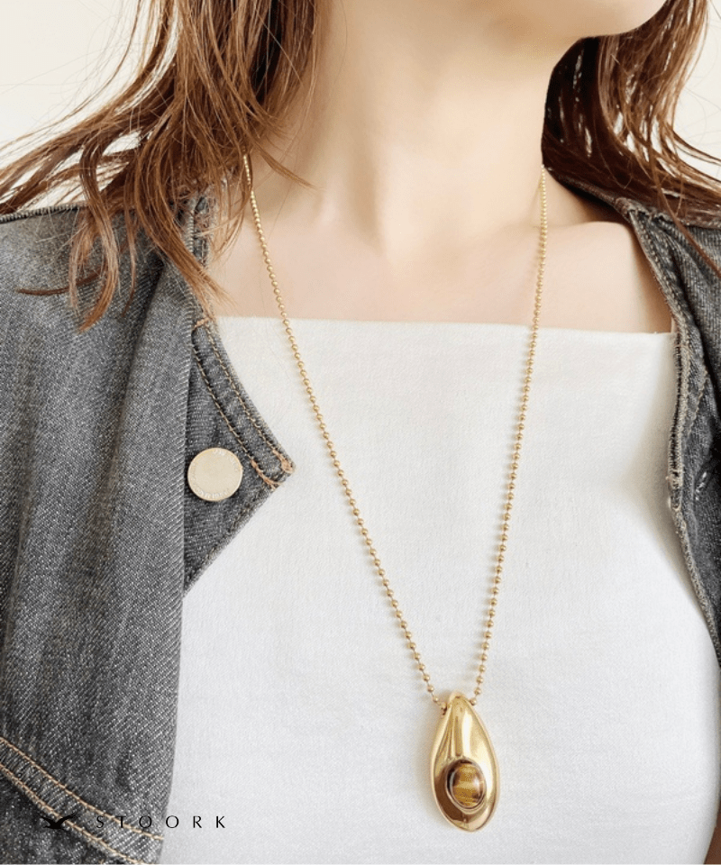 Oval Stone Charm Necklace - stoork