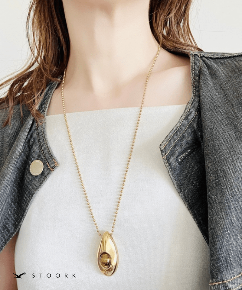 Oval Stone Charm Necklace - stoork
