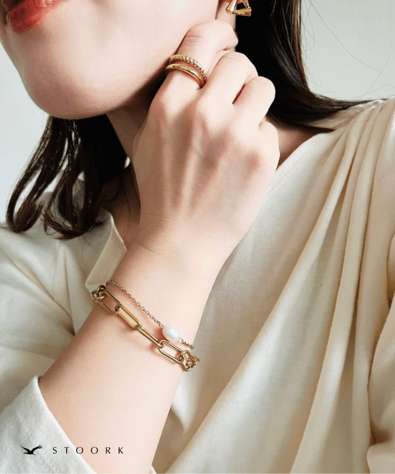 Pearl Double Chain Bracelet - stoork