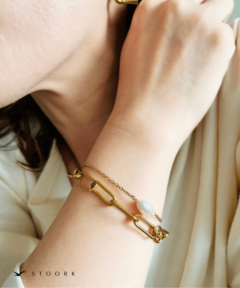 Pearl Double Chain Bracelet - stoork