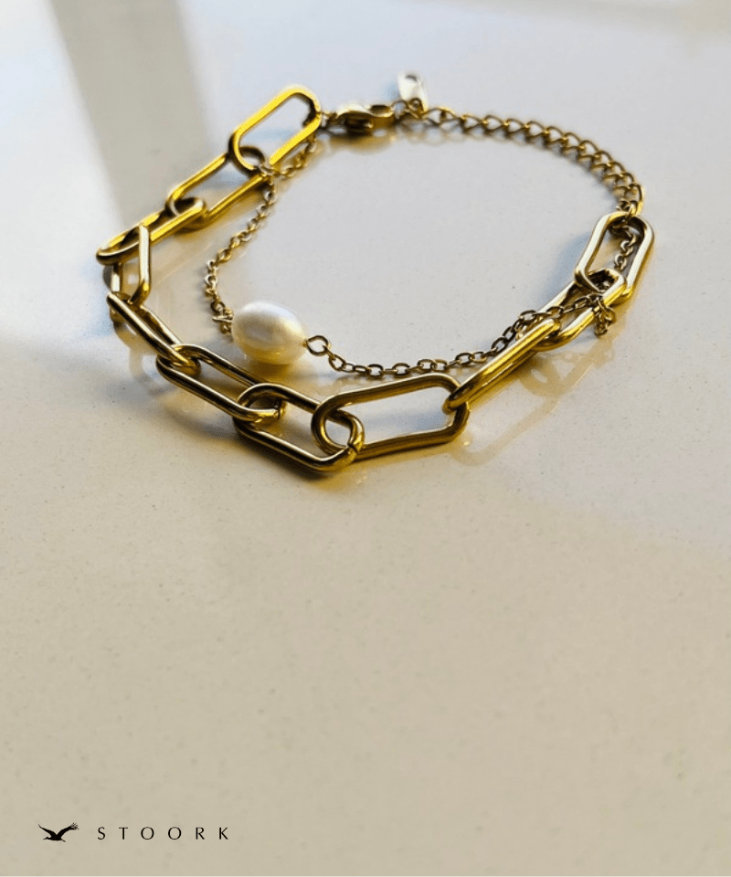 Pearl Double Chain Bracelet - stoork