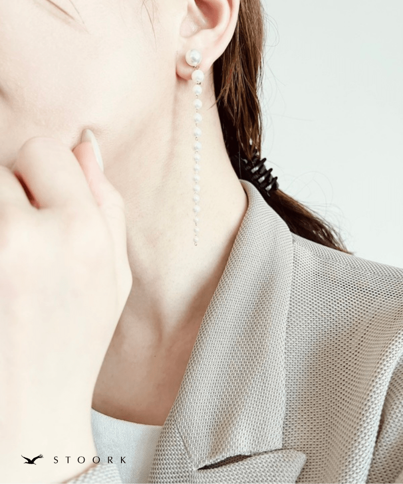 Pearl Long Chain Earring - stoork