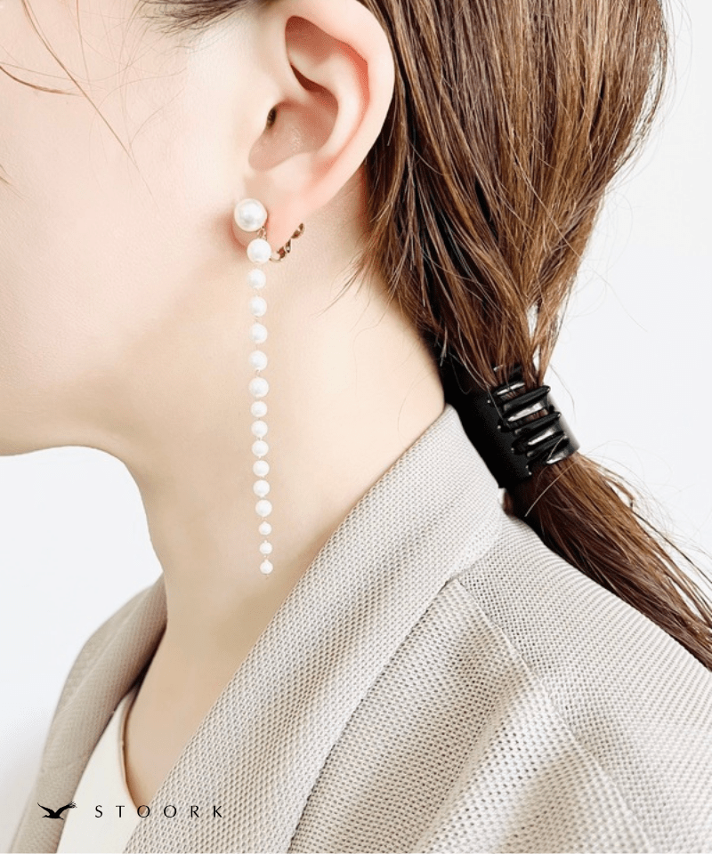 Pearl Long Chain Earring - stoork