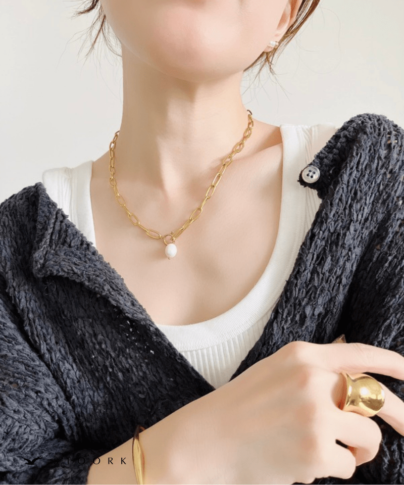 Pearl Paperclip Chain Necklace - stoork