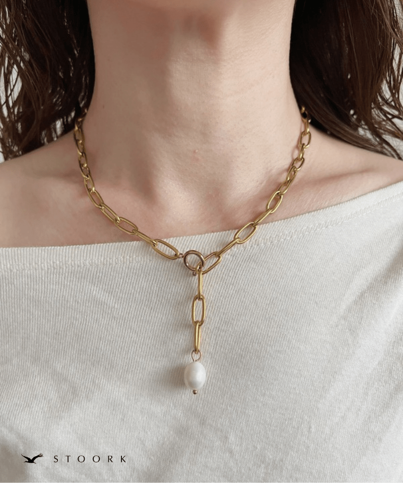 Pearl Paperclip Chain Necklace - stoork