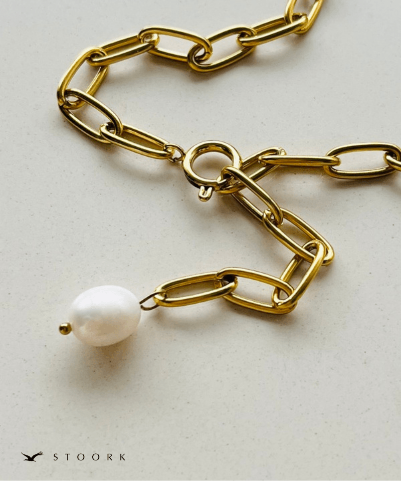 Pearl Paperclip Chain Necklace - stoork