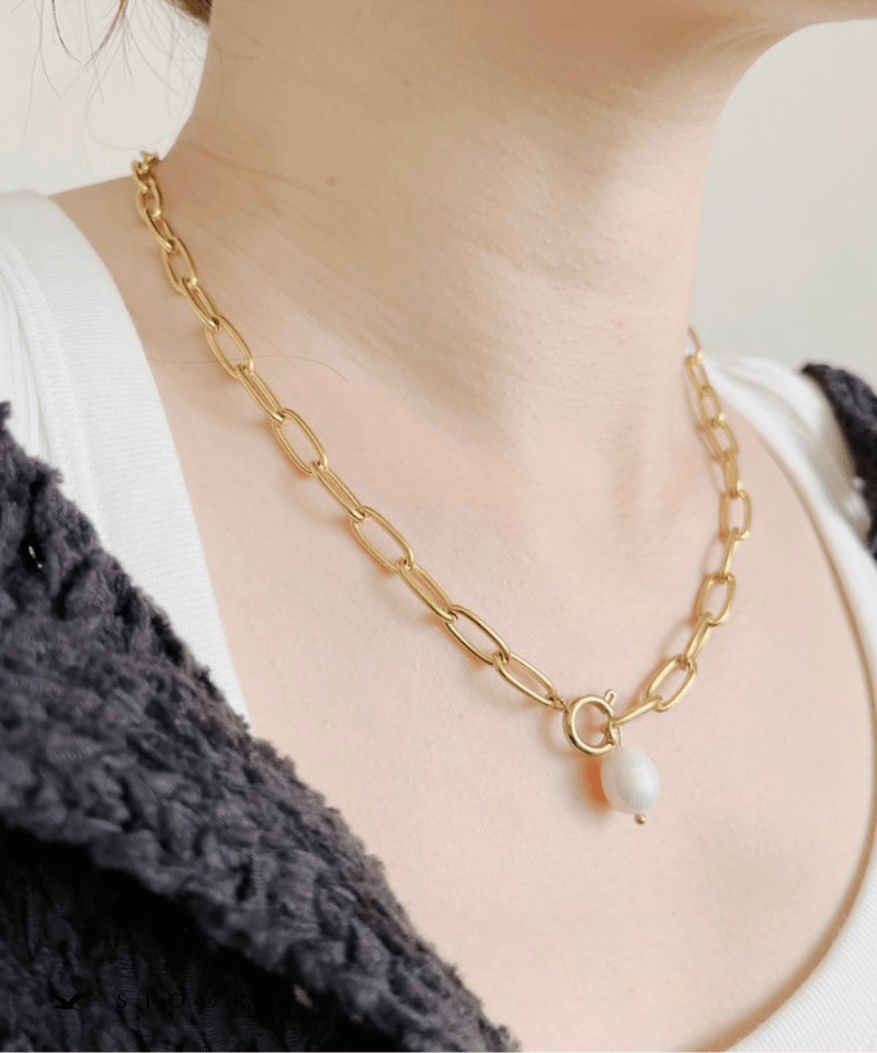 Pearl Paperclip Chain Necklace - stoork