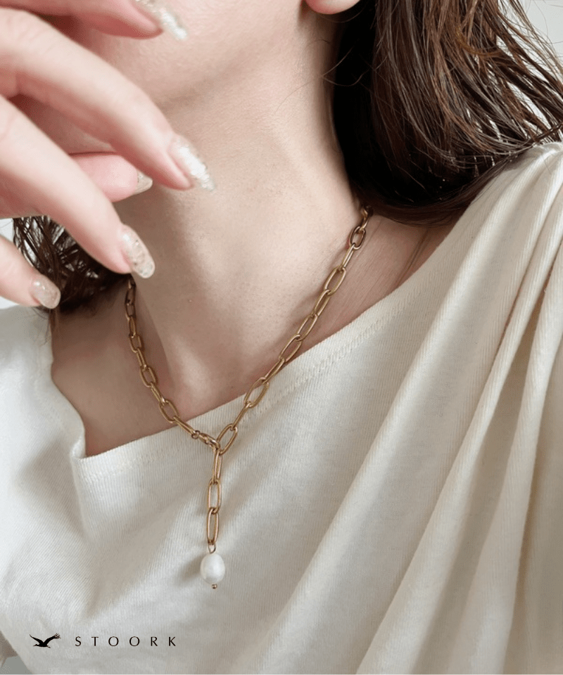 Pearl Paperclip Chain Necklace - stoork