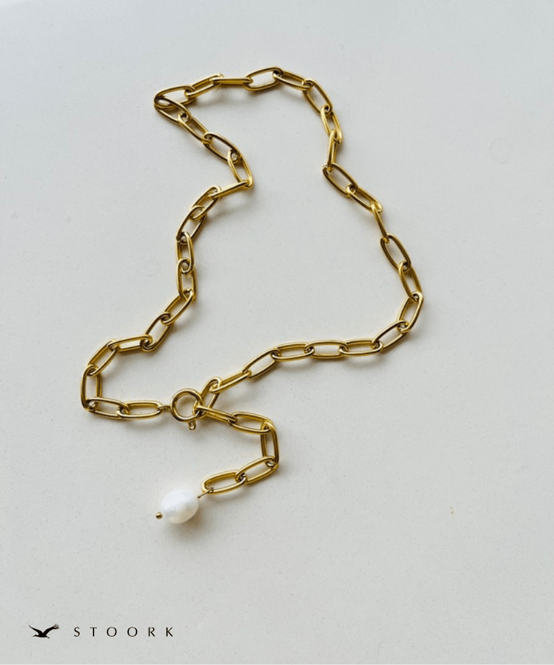 Pearl Paperclip Chain Necklace - stoork