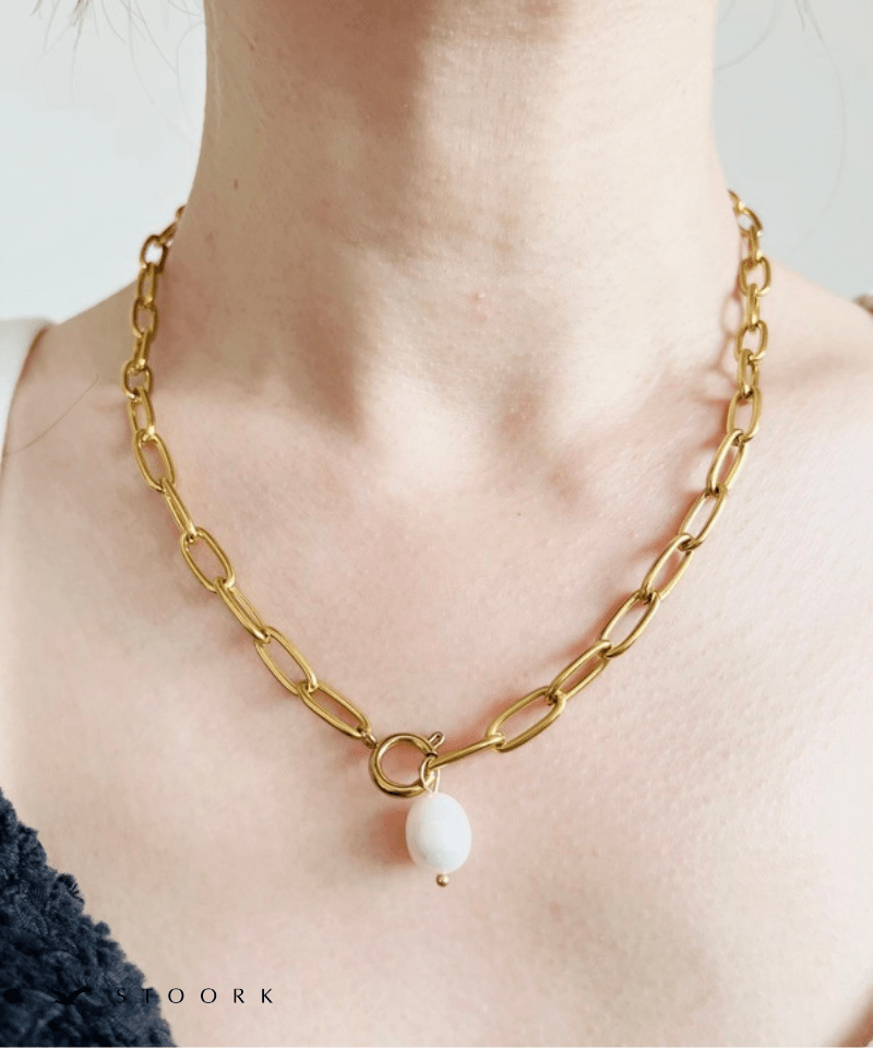 Pearl Paperclip Chain Necklace - stoork