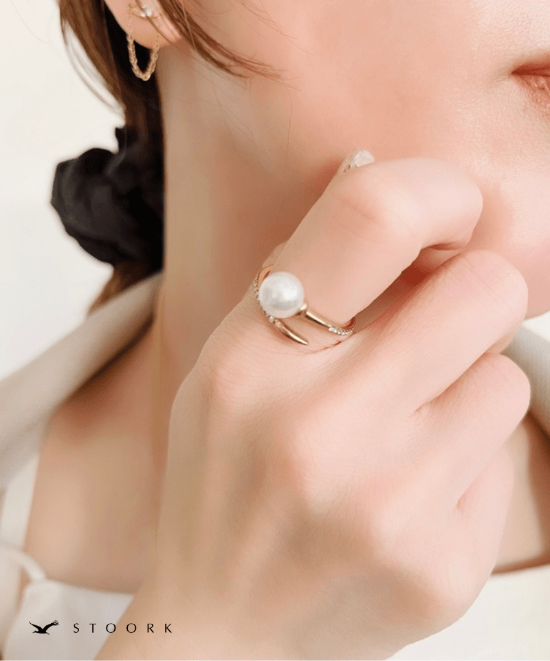 Pearl Zircon Spiral Ring - stoork