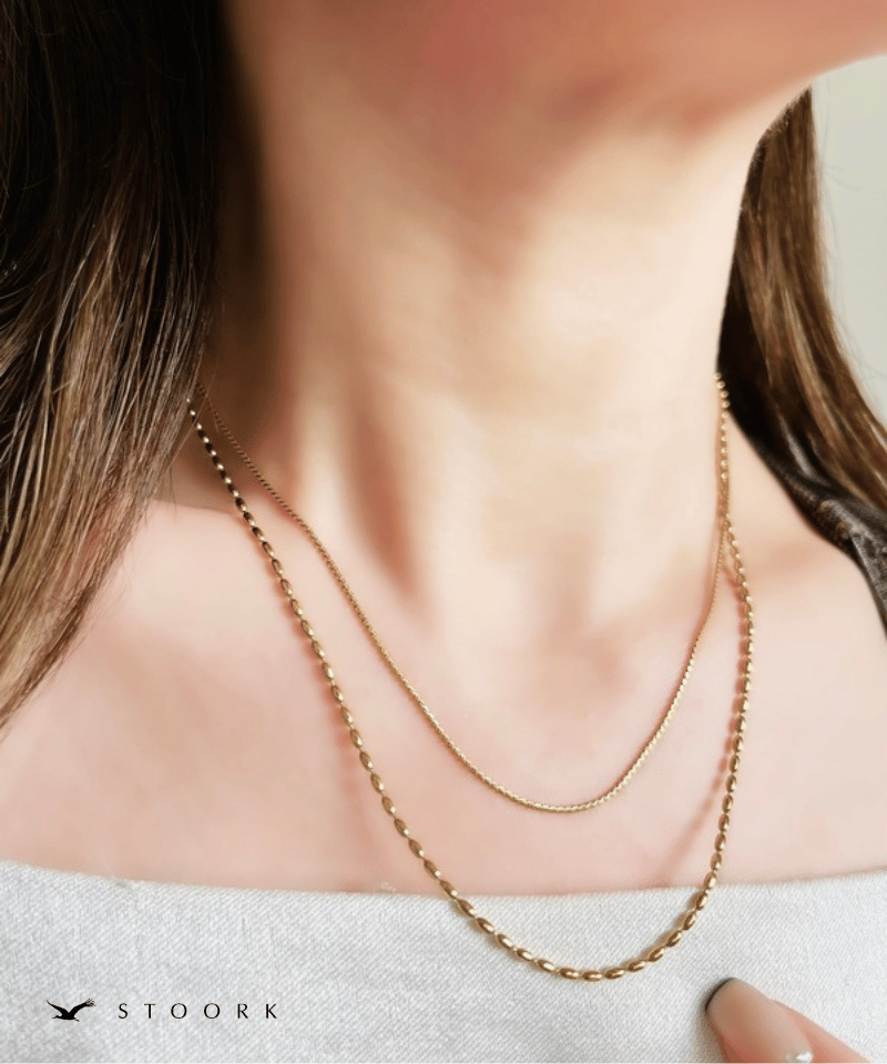Rice Double Chain Necklace - stoork