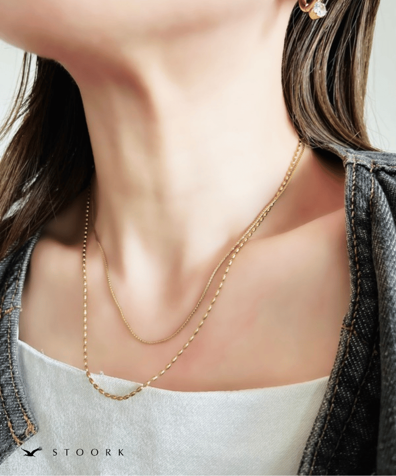 Rice Double Chain Necklace - stoork