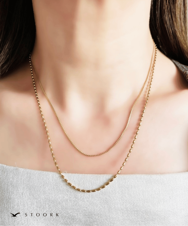Rice Double Chain Necklace - stoork