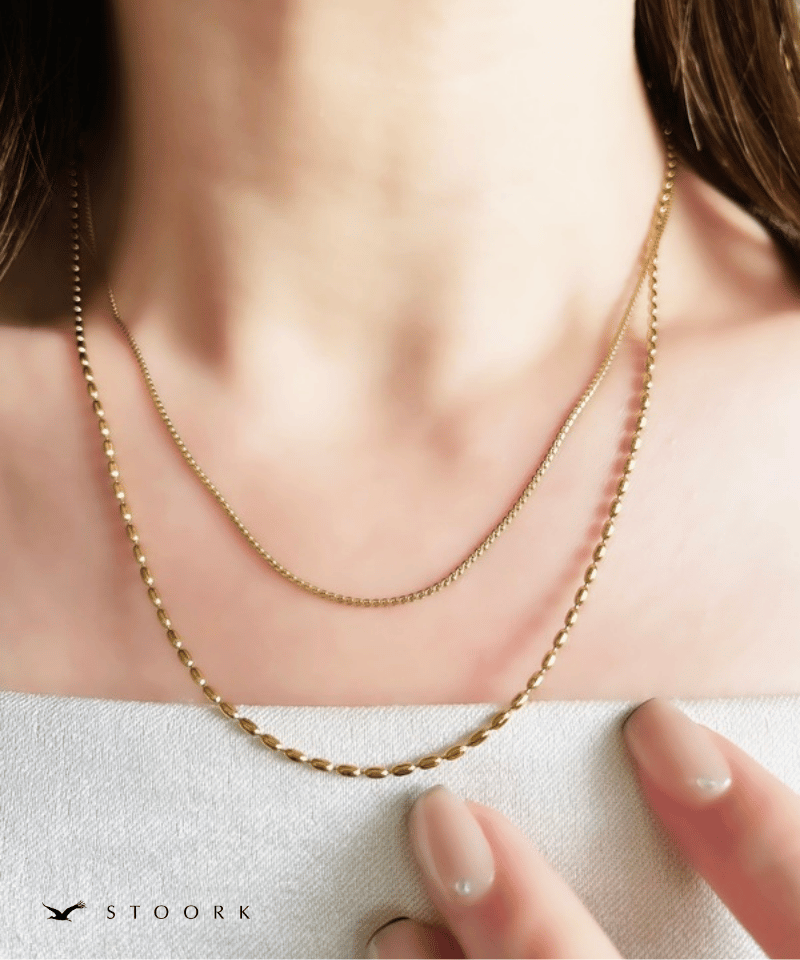 Rice Double Chain Necklace - stoork