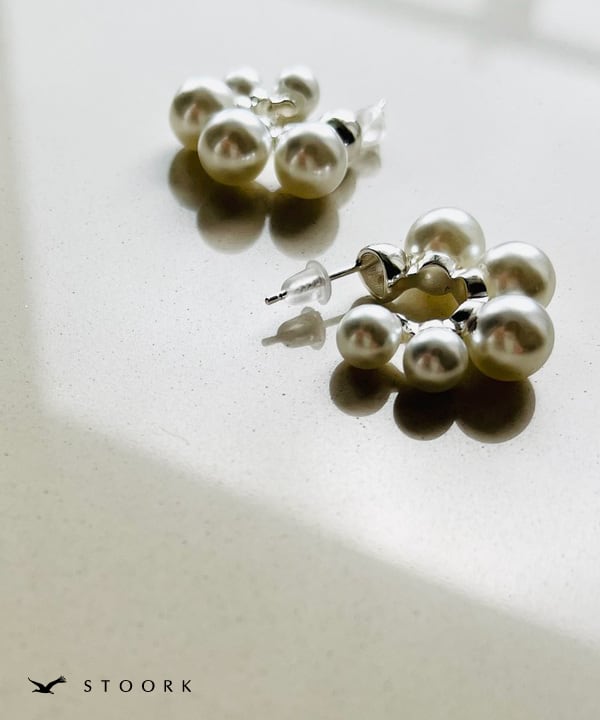 s925 5Pearls Hoop Pierce - stoork