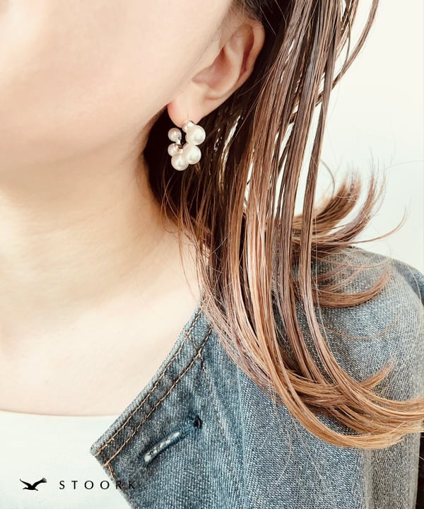 s925 5Pearls Hoop Pierce - stoork