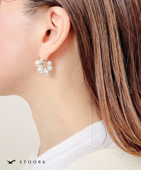 s925 5Pearls Hoop Pierce - stoork