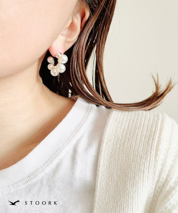 s925 5Pearls Hoop Pierce - stoork