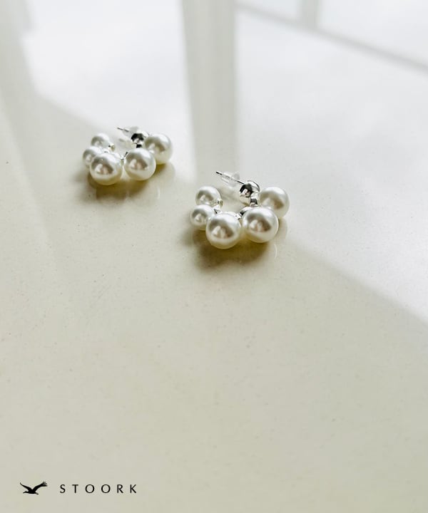 s925 5Pearls Hoop Pierce - stoork