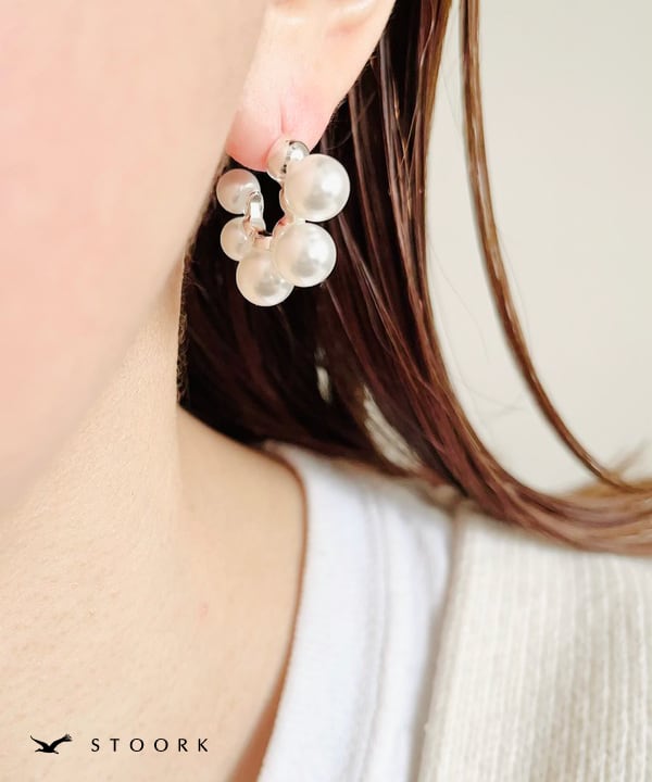 s925 5Pearls Hoop Pierce - stoork